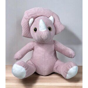 Naturally Kids Plush Dinosaur Pink Triceratop Stuffed Animal Ribbed Corduroy 10"